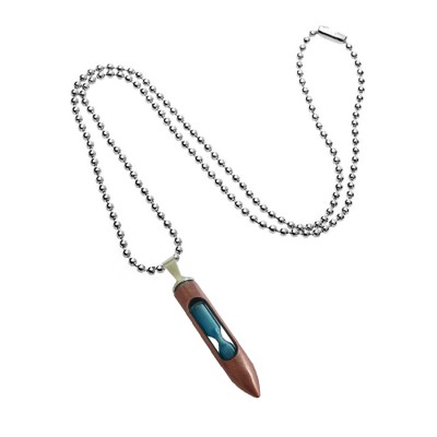 Bullet Glass Blue Sand Timer Pendant By Menjewell